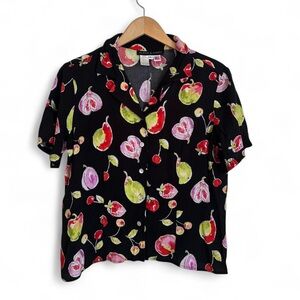Fruit Print Button-Up Shirt — Size Large — RARE Vintage